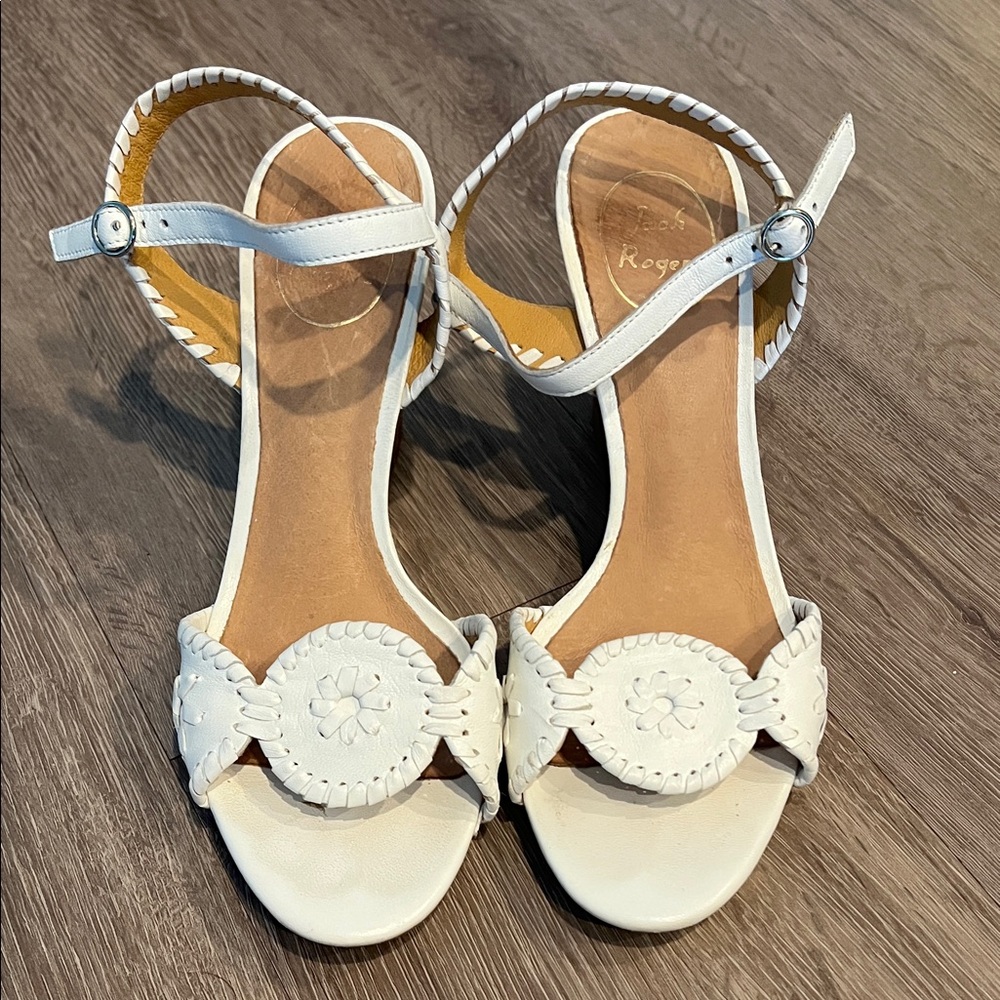 Jack Rogers Caroline Wedge Sandal in White Leather